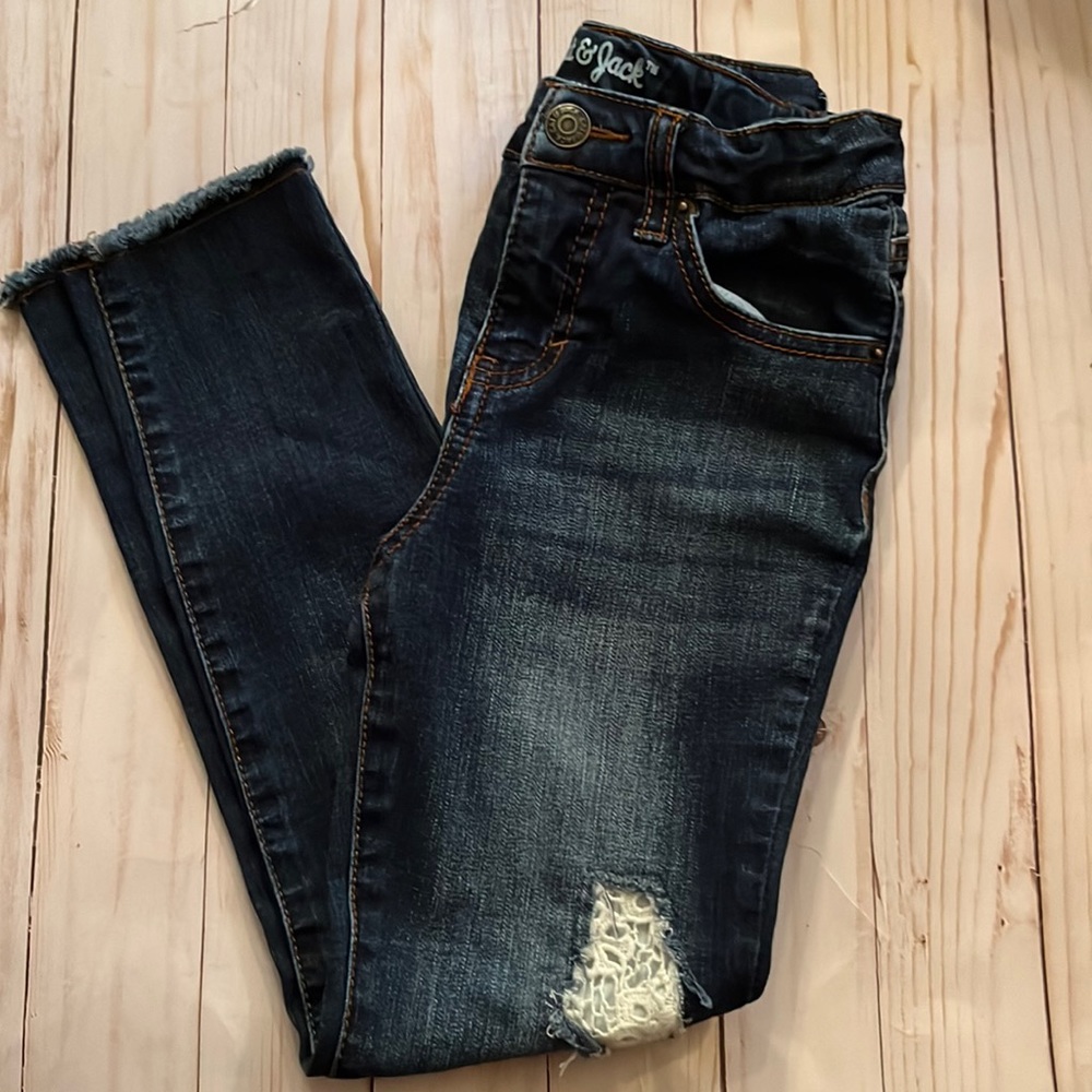 Girl’s Cat & Jack Brand Blue Jean Jeggings with White Eyelet Patches